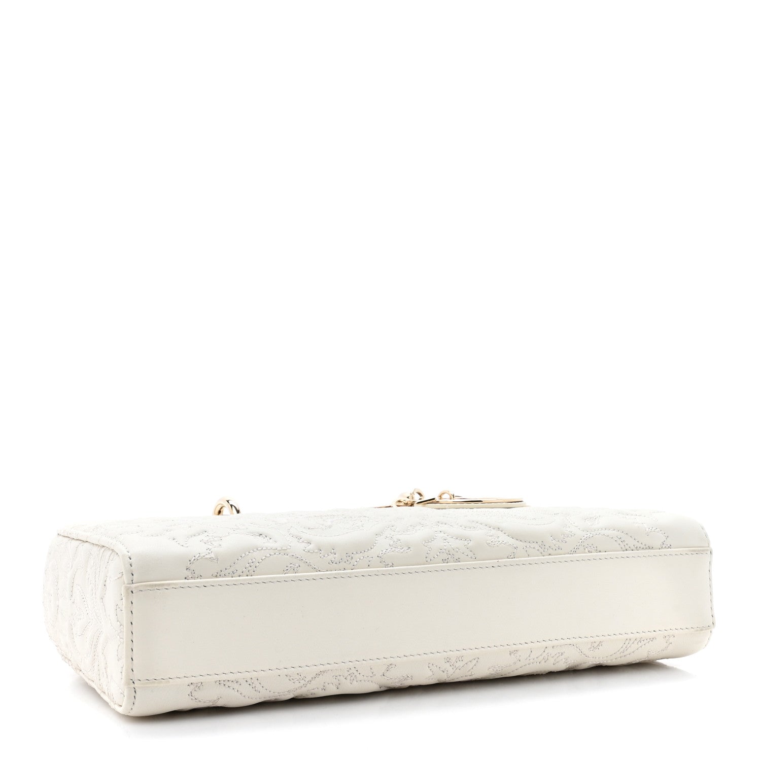 Christian Dior Calfskin Ornamental Embroidered Lady D-Joy White 4 of 15