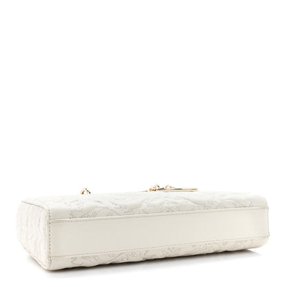 Christian Dior Calfskin Ornamental Embroidered Lady D-Joy White 4 of 15