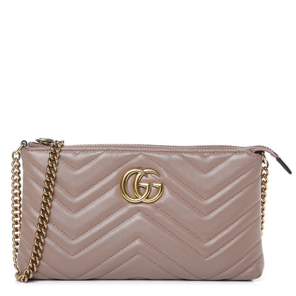 Gucci Calfskin Matelasse Mini GG Marmont Chain Bag Porcelain Rose 1 of 12