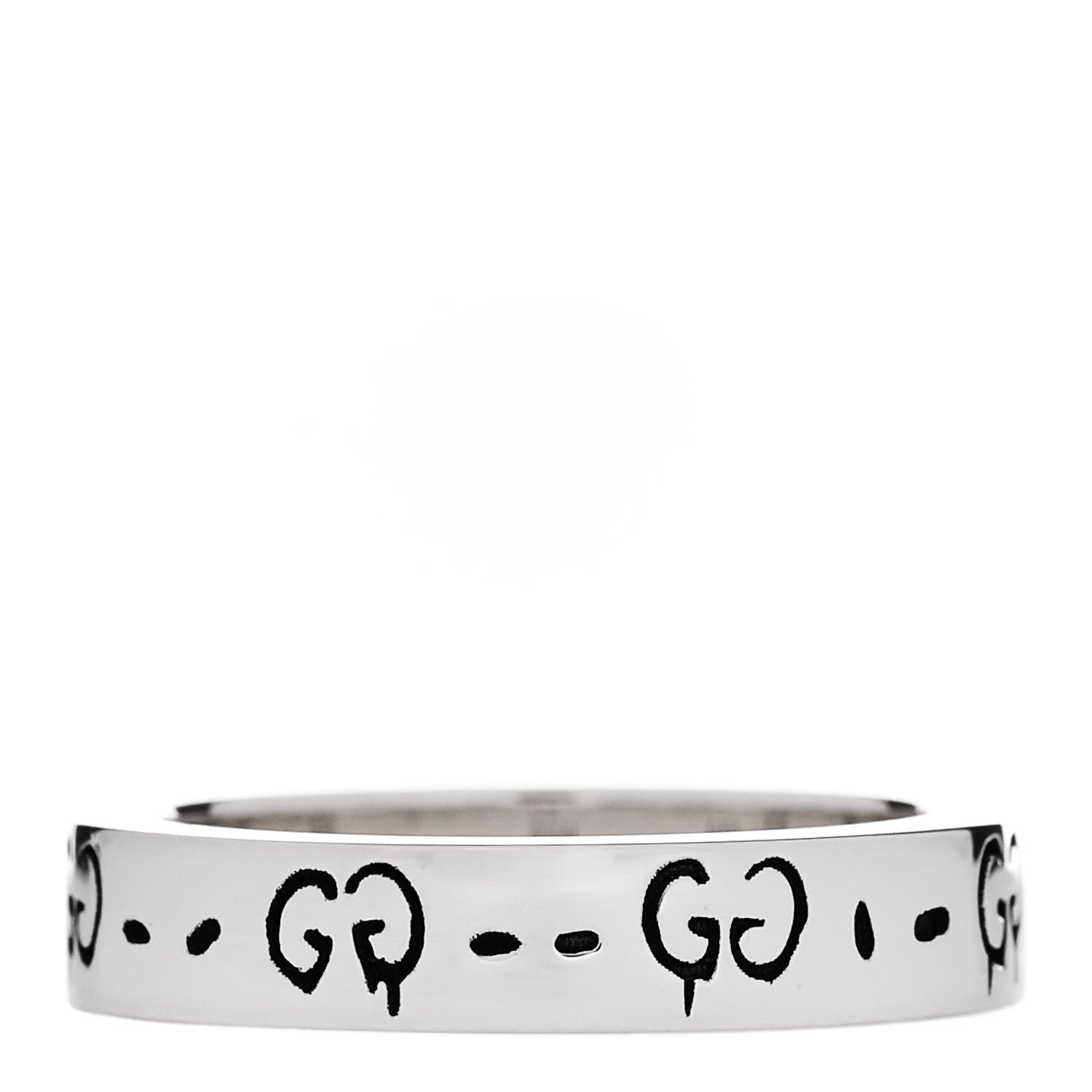 Gucci Sterling Silver 4mm GucciGhost Hamlet Skull Narrow Ring 50 5.5 3 of 6