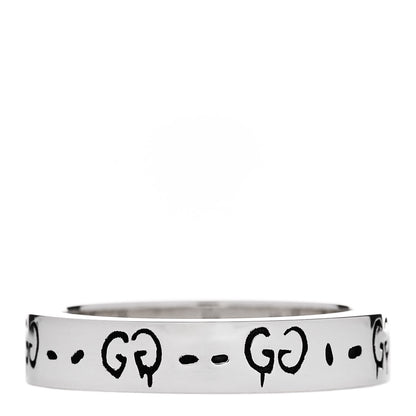 Gucci Sterling Silver 4mm GucciGhost Hamlet Skull Narrow Ring 50 5.5 3 of 6