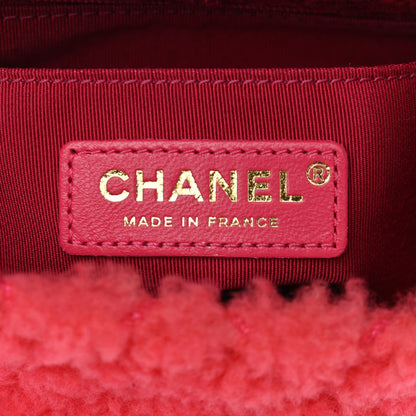 Chanel Shearling Tweed Quilted Mini Square Flap Bag Pink 6 of 12