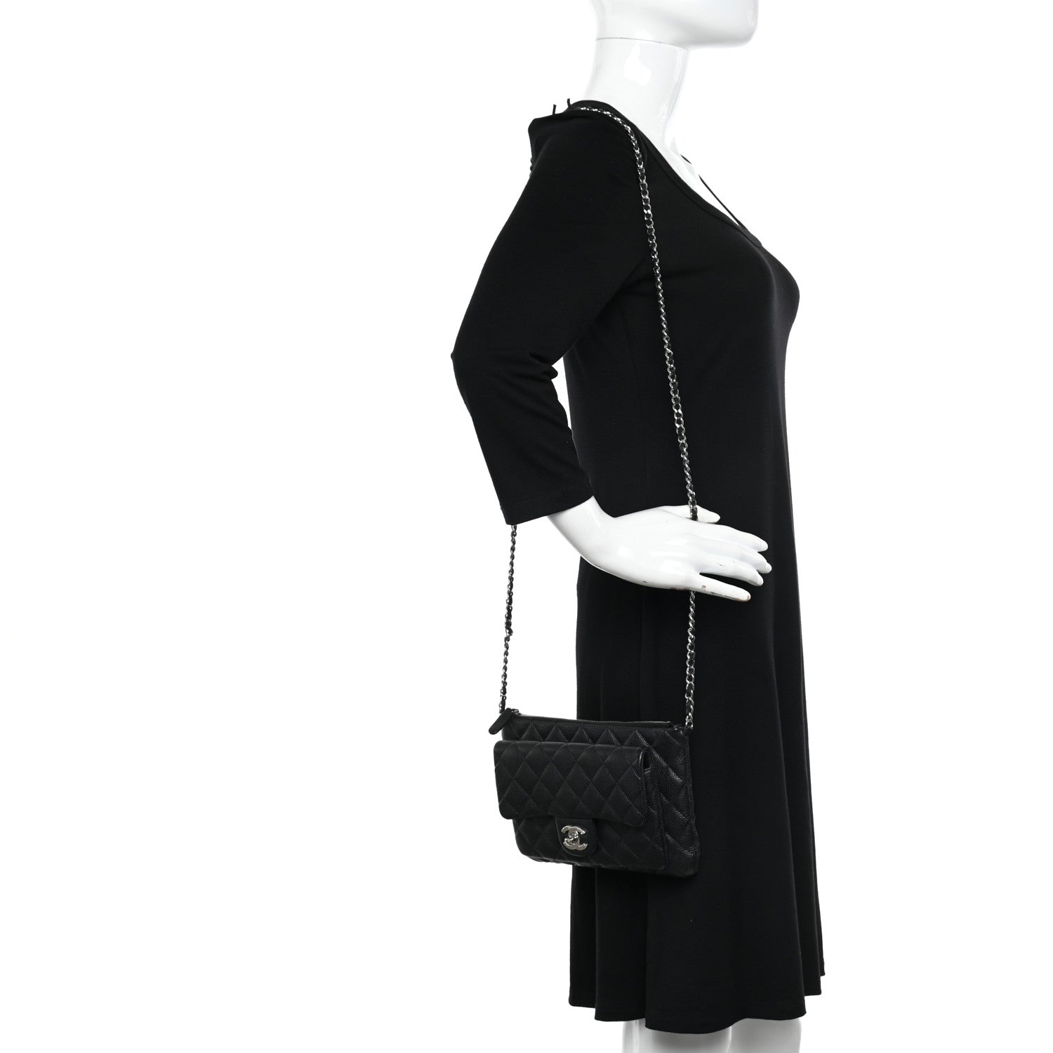 Chanel Iridescent Caviar Quilted Daily Zip Crossbody Bag Black 2 of 12