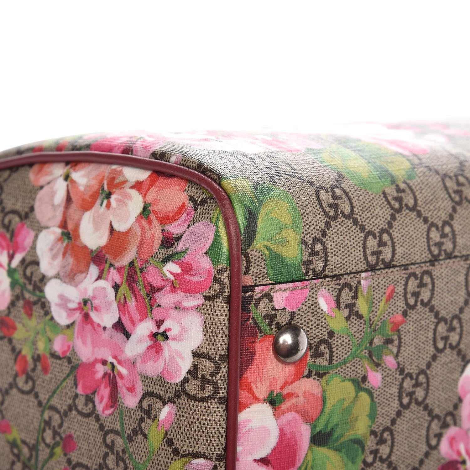 Gucci GG Supreme Monogram Blooms Medium Boston Beige Multicolor Dry Rose 10 of 13