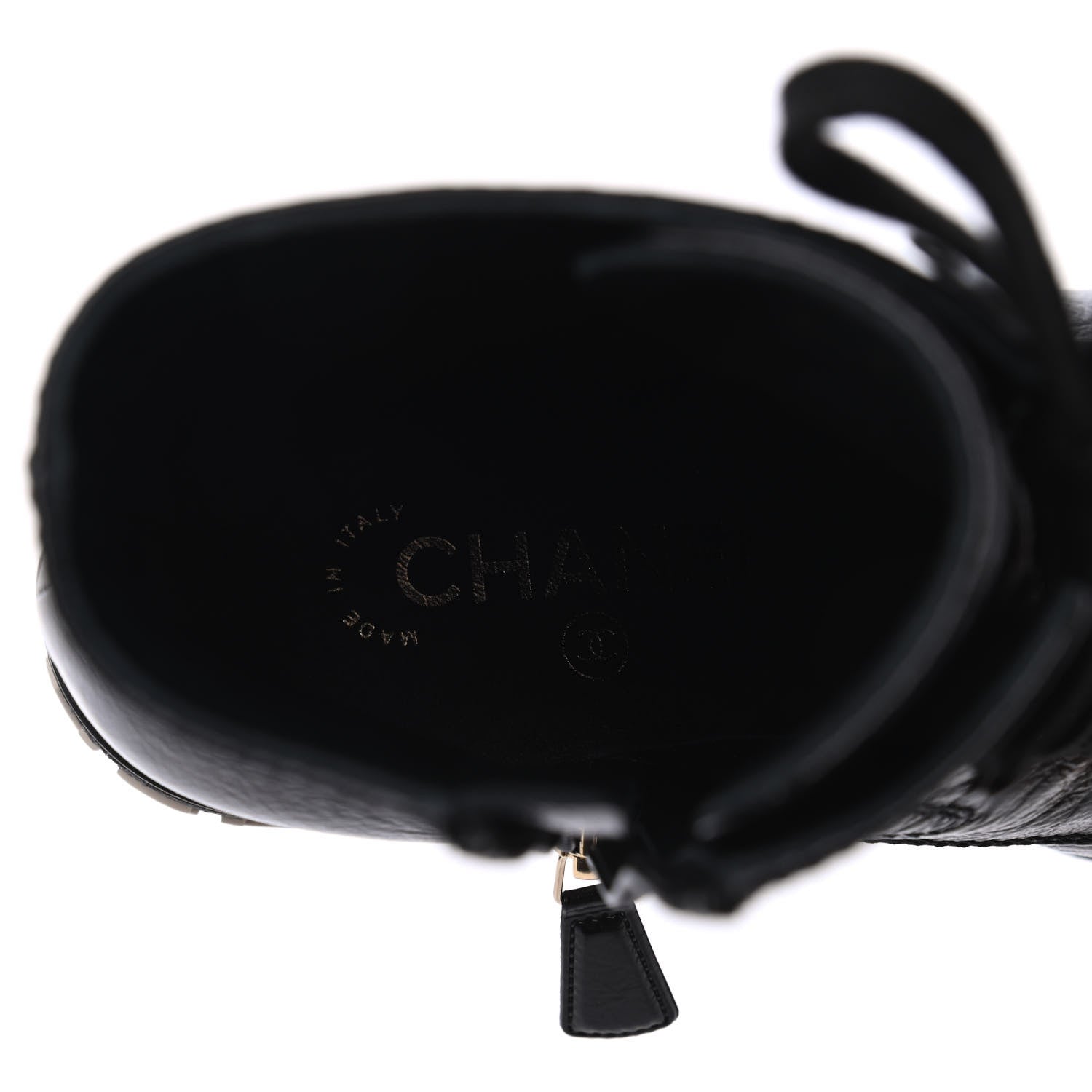 Chanel Shiny Crumpled Lambskin Lace Up Combat Boots 35.5 Black 6 of 13