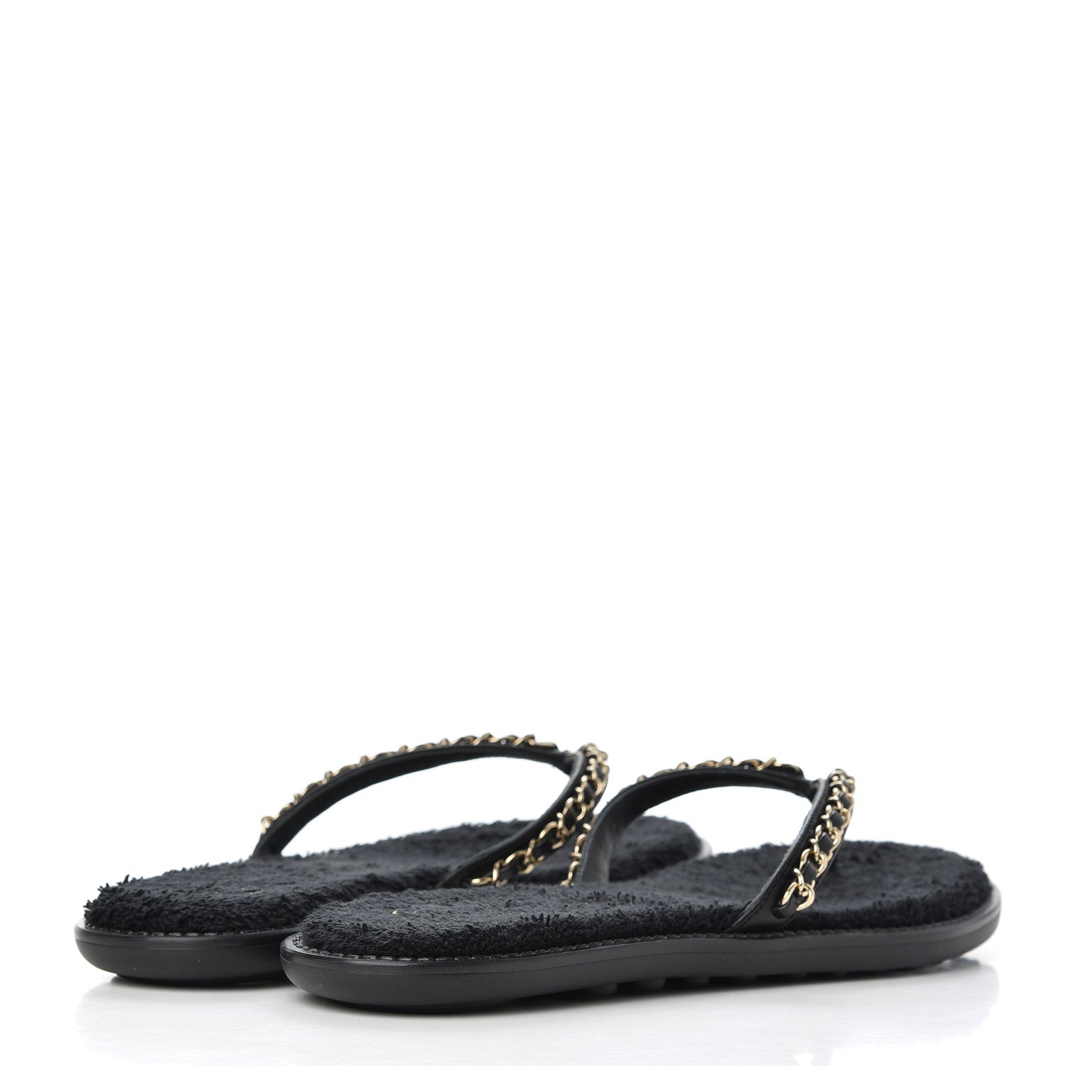 Chanel Lambskin CC Chain Thong Sandals 38 Black 4 of 9