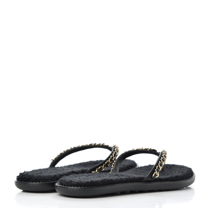 Chanel Lambskin CC Chain Thong Sandals 38 Black 4 of 9