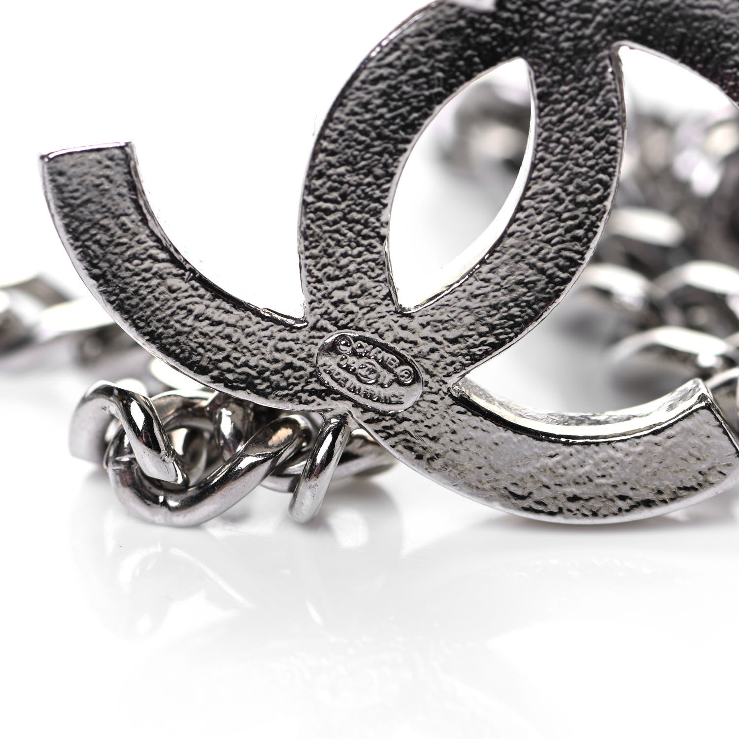 Chanel Enamel CC Chain Logo Belt Silver Black 3 of 3
