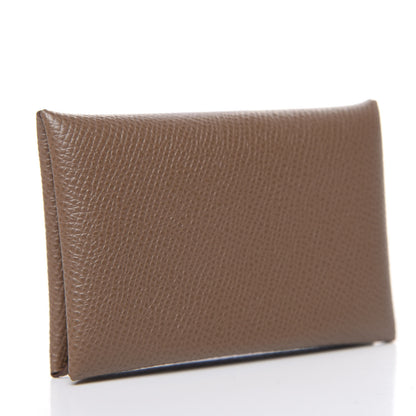 Hermes Epsom Calvi Card Case Etoupe 3 of 8