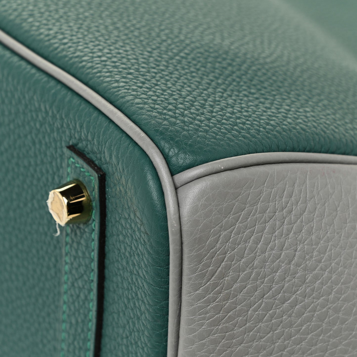 Togo Bi-Color Horseshoe Birkin 30 Malachite Gris Mouette