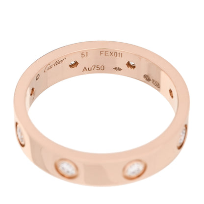 Cartier 18K Pink Gold 8 Diamond 4mm LOVE Wedding Band Ring 51 5.75 4 of 4