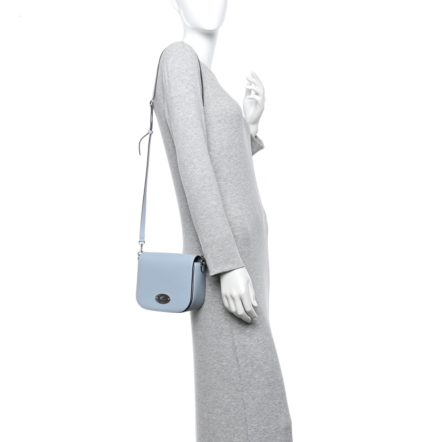 Natural Grained Calfskin Small Darley Satchel Poplin Blue