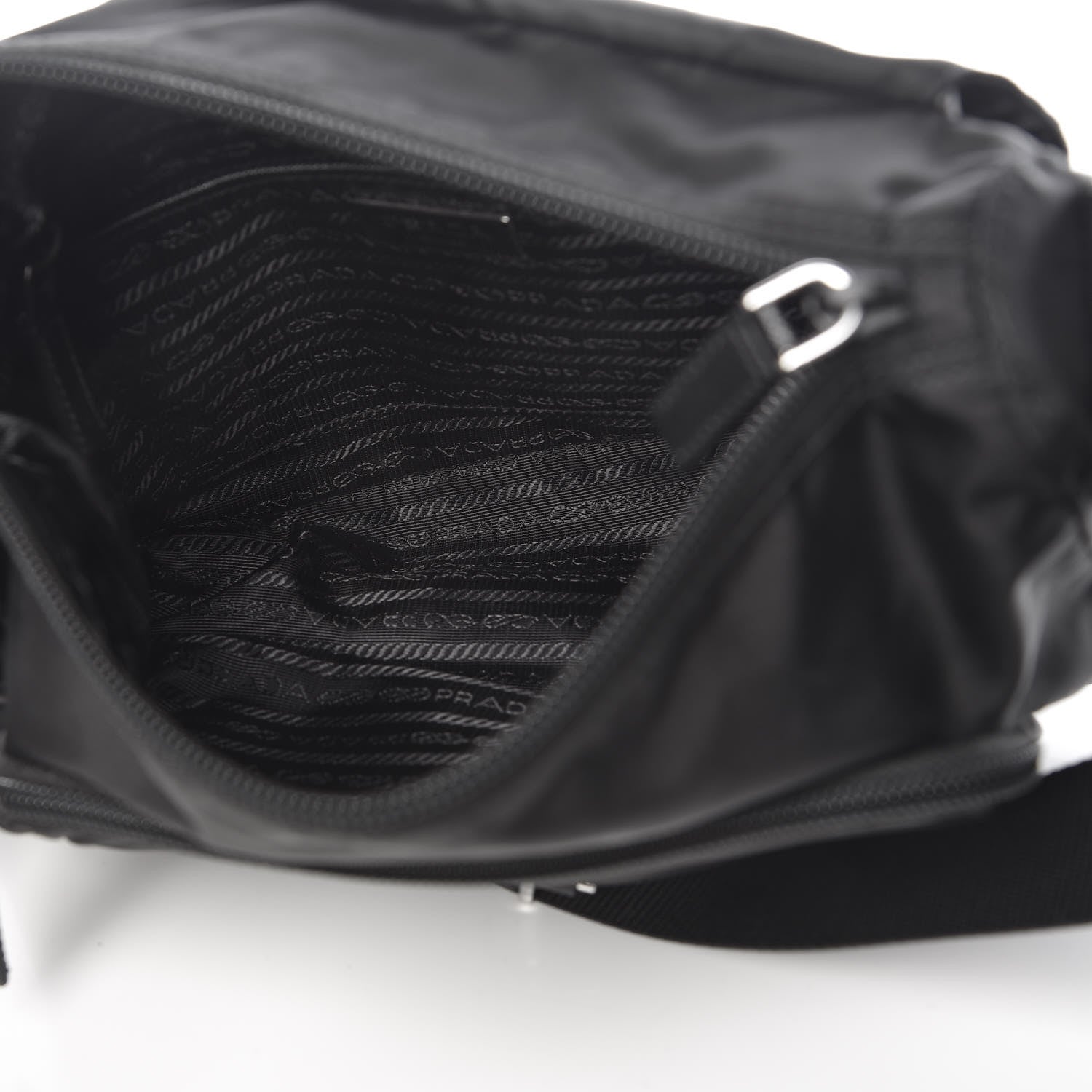 Prada Nylon Vela Saffiano Single Buckle Messenger Shoulder Bag Black 5 of 10
