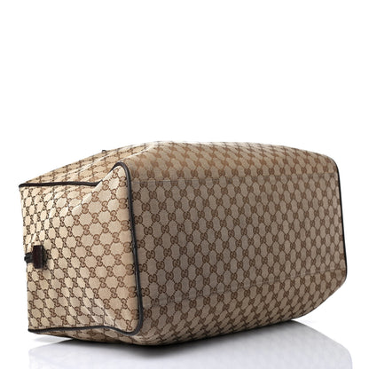 Gucci GG Monogram Web Large Collapsible Carry On Duffle Beige Brown 3 of 4