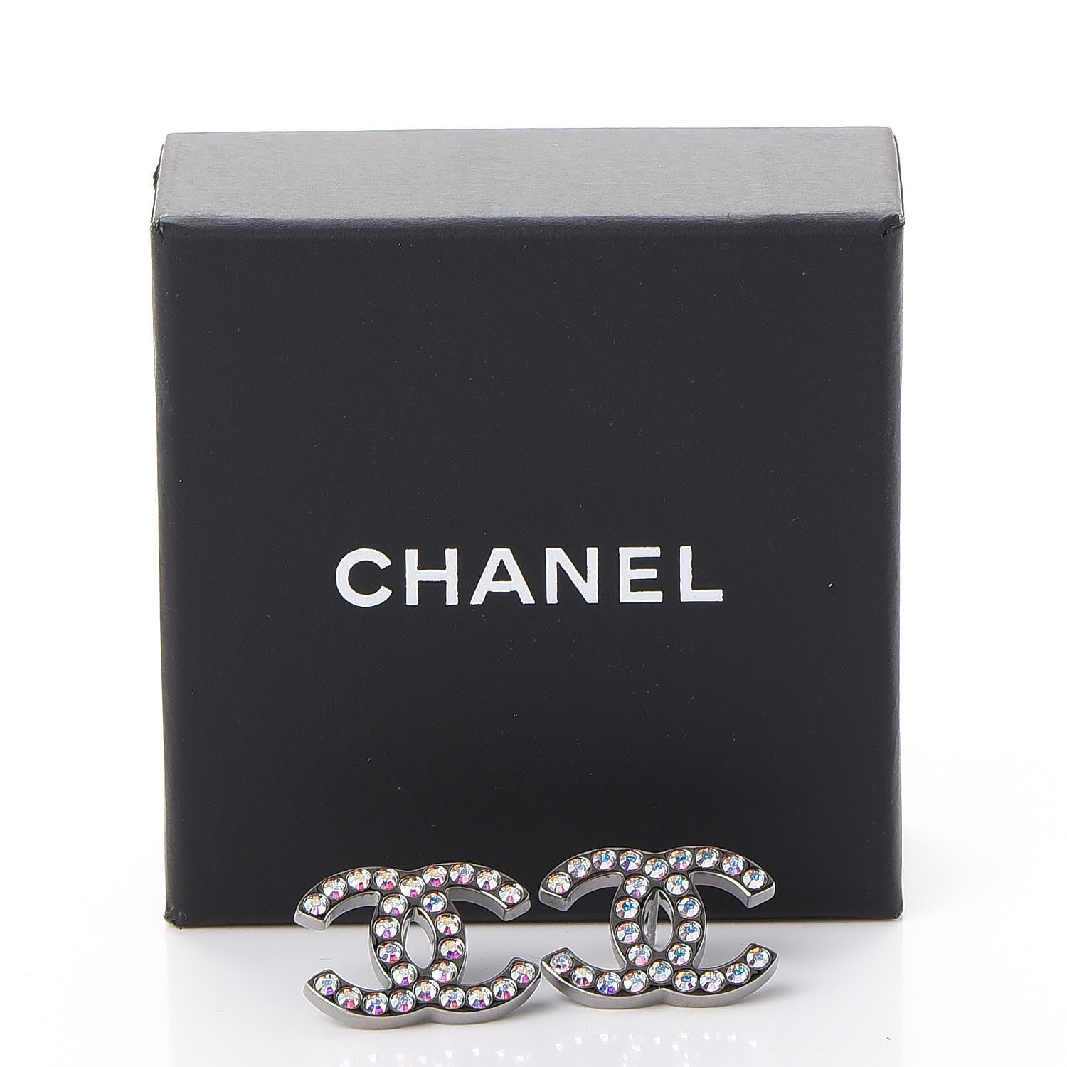 Chanel Iridescent Crystal CC Earrings Multicolor 6 of 6