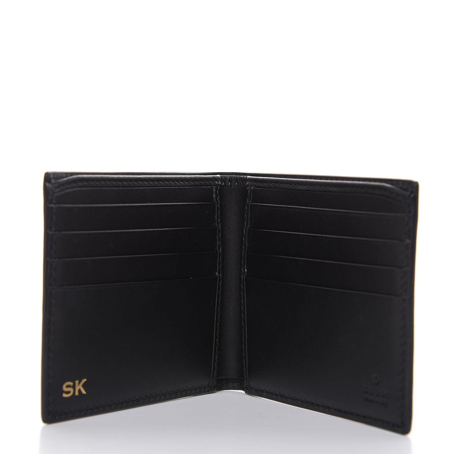 Calfskin GucciGhost Print Bi-Fold Wallet Black New Acquamarine