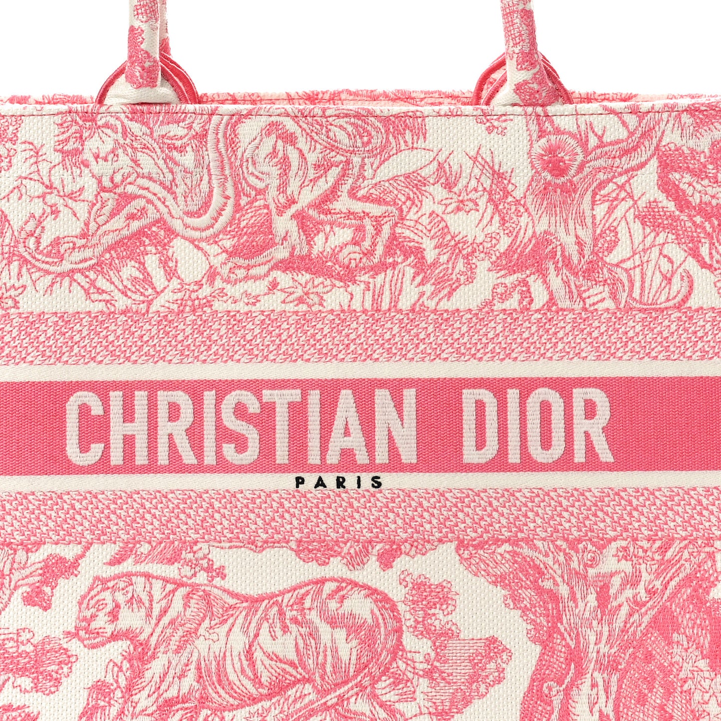 Canvas Embroidered Medium Dioriviera Toile De Jouy Book Tote Peony Pink