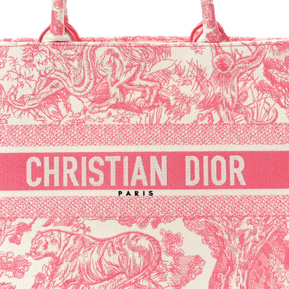 Christian Dior Canvas Embroidered Medium Dioriviera Toile De Jouy Book Tote Peony Pink 8 of 10