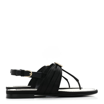 Chanel Satin Crystal CC Thong Sandals 35 Black 4 of 9
