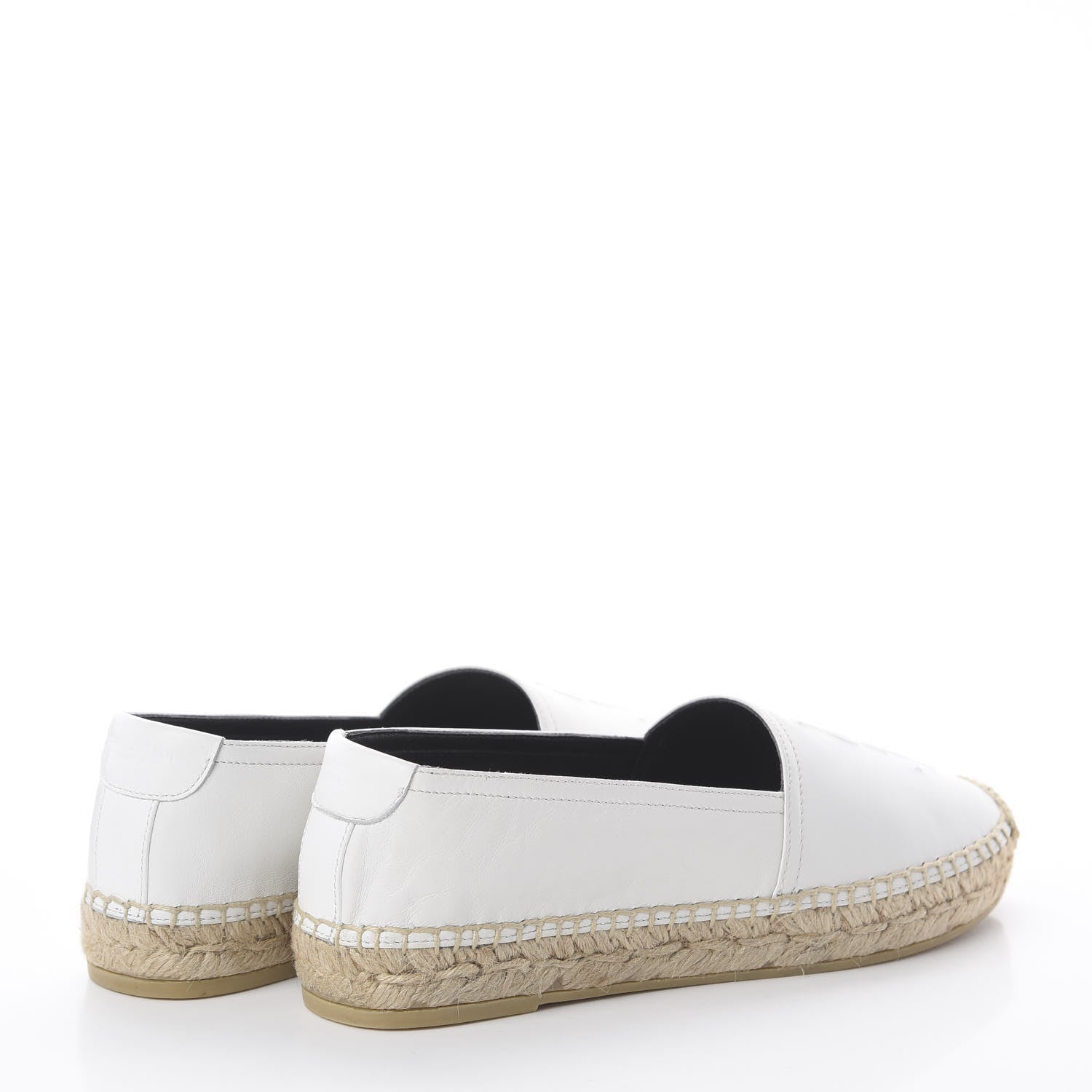 Saint Laurent Lambskin Monogram Espadrilles 34 White 4 of 7