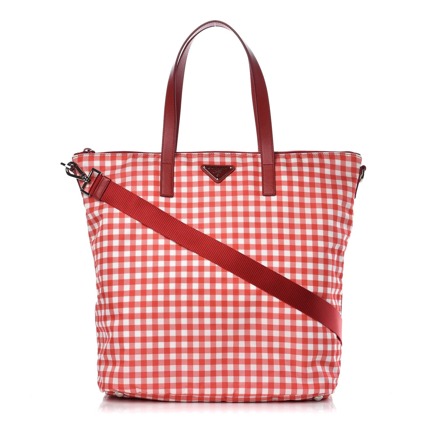 Tessuto Nylon Saffiano Gingham Tote Bag