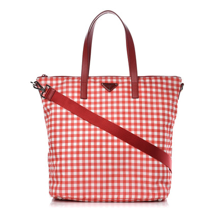 Prada Tessuto Nylon Saffiano Gingham Tote Bag 1 of 9