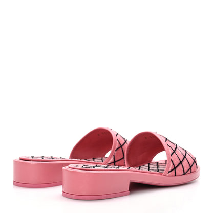 Chanel Shearling Quilt Print Quilt CC Mules 38 Pink 4 of 8