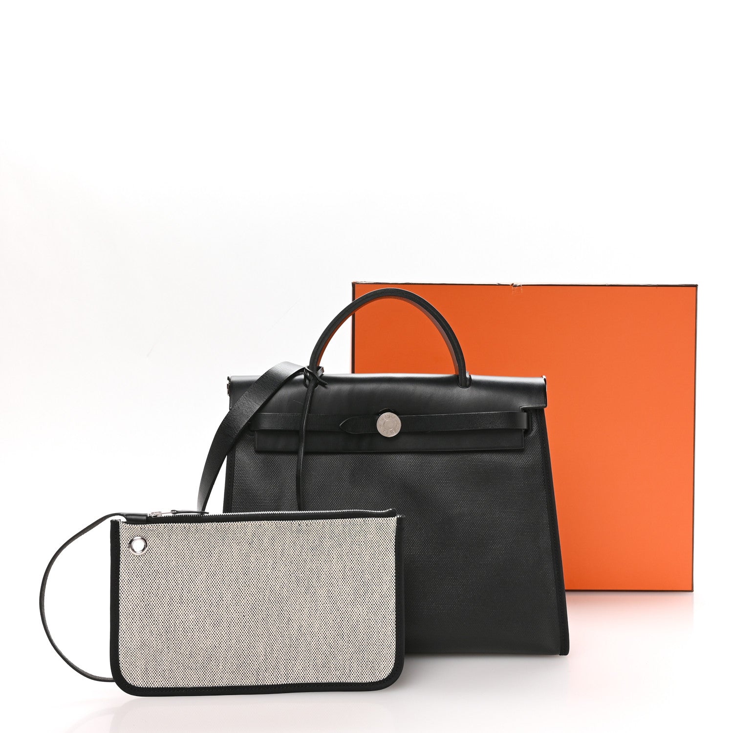 Hermes Toile H Berline Vache Hunter Herbag Zip PM 31 Black Ecru 12 of 12