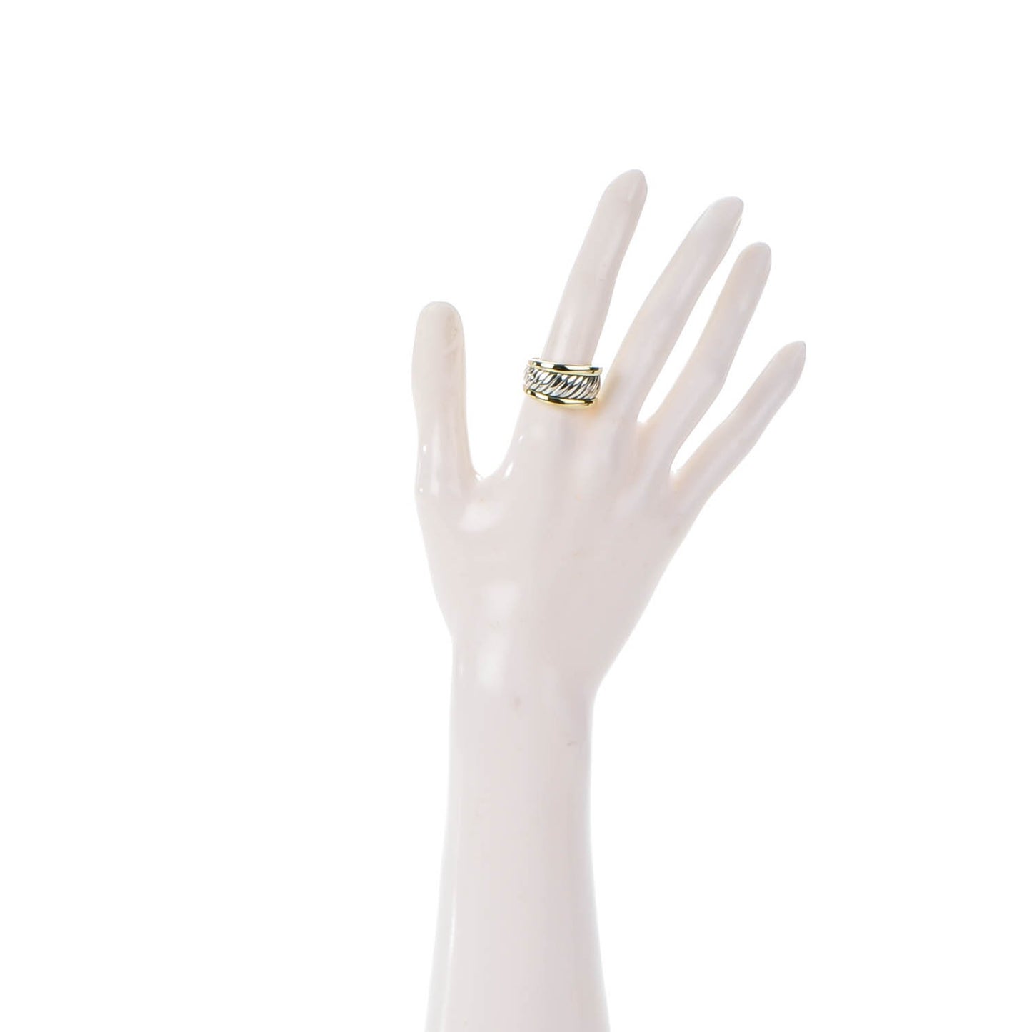 Sterling Silver 14K Yellow Gold 13mm Throughbred Ring 58 8.5