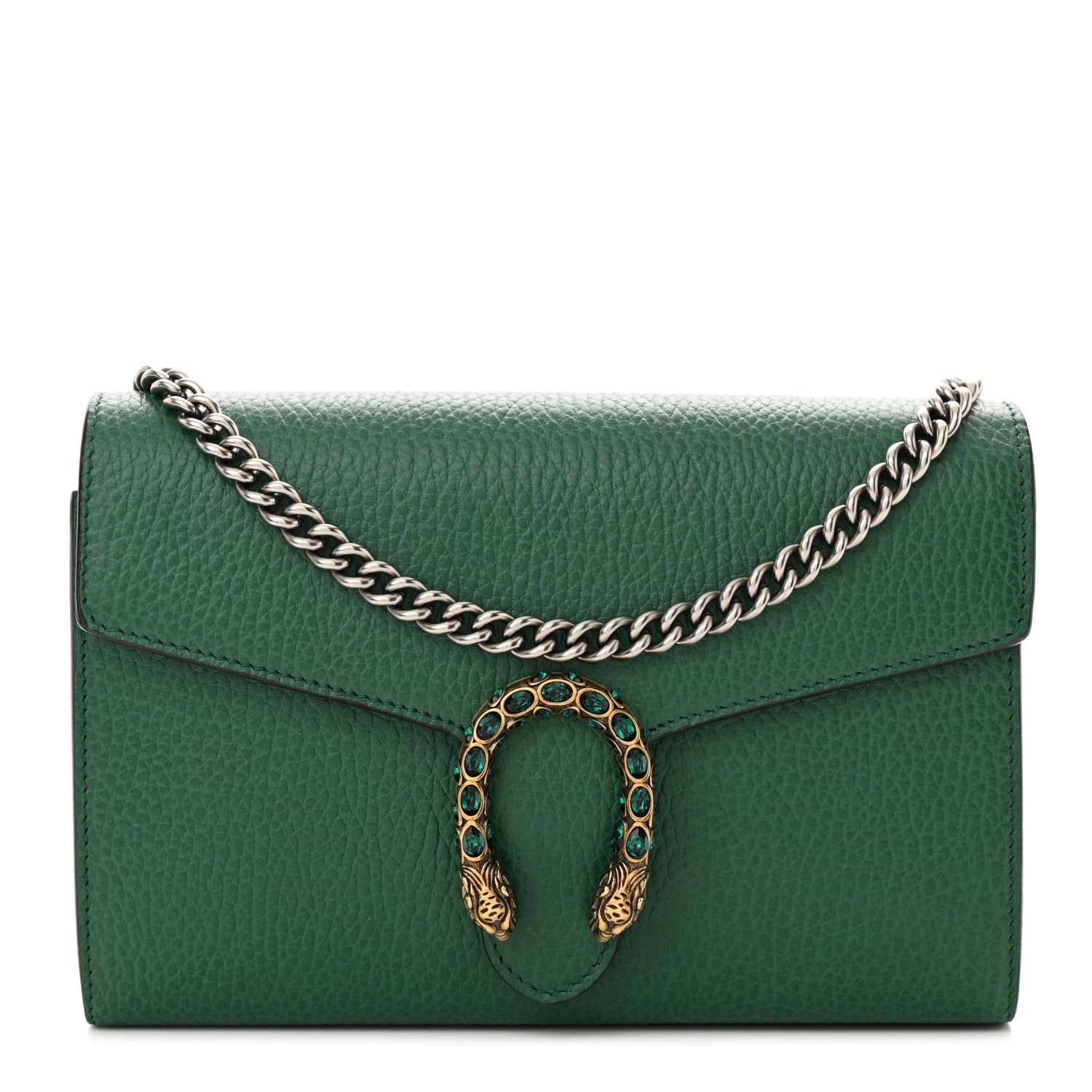 Gucci Calfskin Mini Dionysus Chain Wallet Emerald 1 of 13