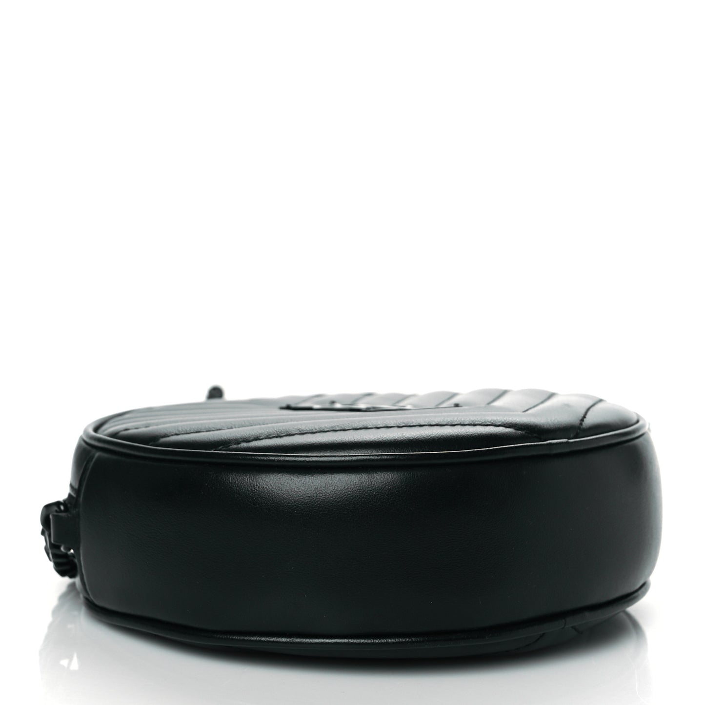 Calfskin Matelasse Chevron Round Vinyle Camera Bag Black