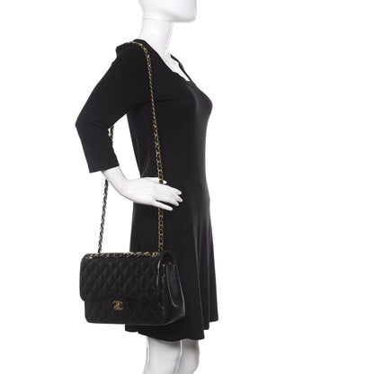 Chanel Lambskin Quilted Jumbo Double Flap Black 3 of 14