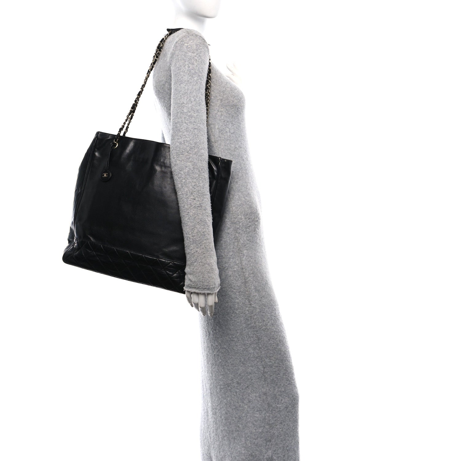 Chanel Lambskin Quilted CC Shopping Tote  Tote Black 3 of 10