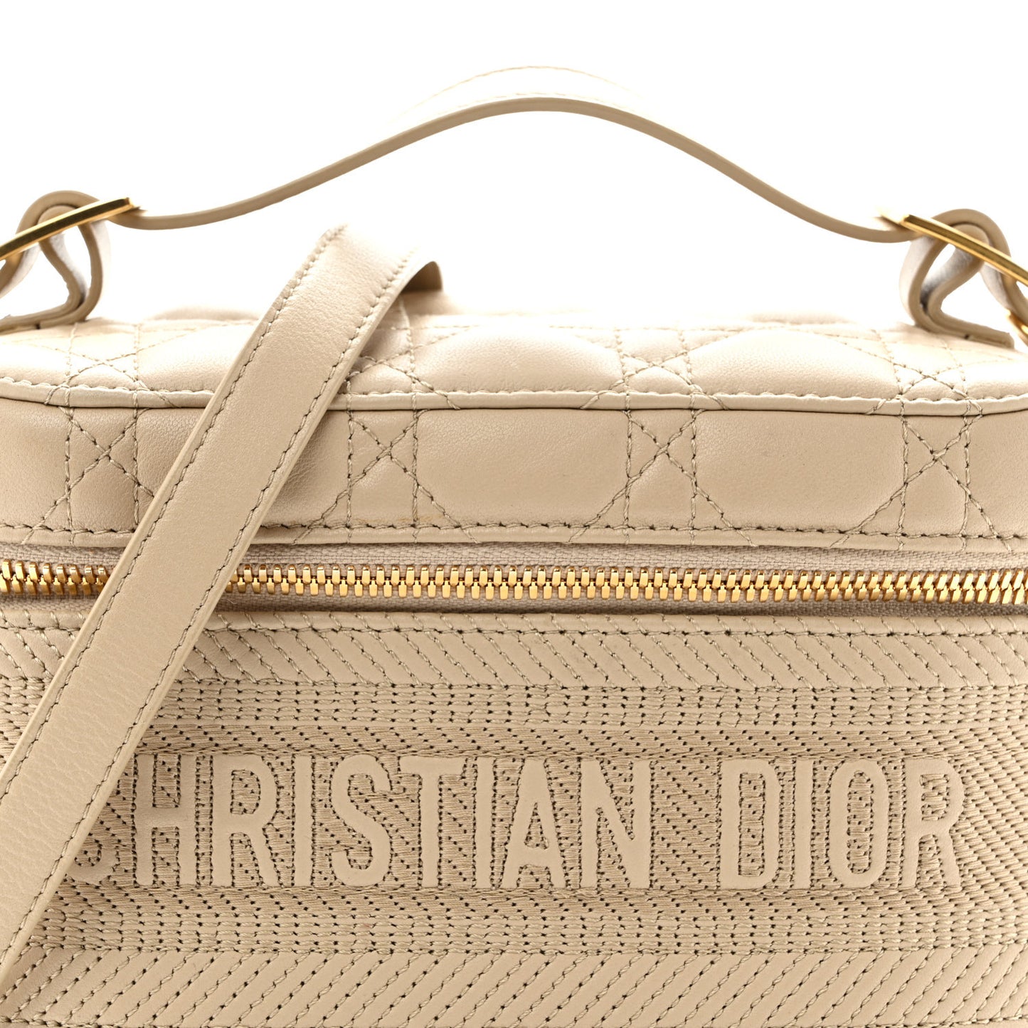 Lambskin Cannage Small Diortravel Vanity Case Light Beige