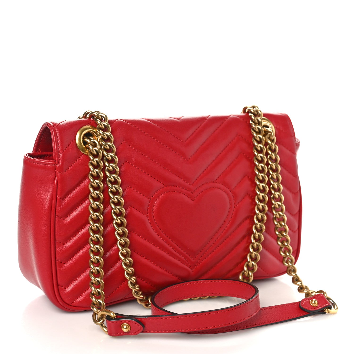 Gucci Calfskin Matelasse Small GG Marmont Shoulder Bag Hibiscus Red 3 of 10