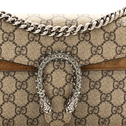 Gucci GG Supreme Monogram Suede Crystal Small Dionysus Shoulder Bag Beige Ebony Taupe 10 of 10