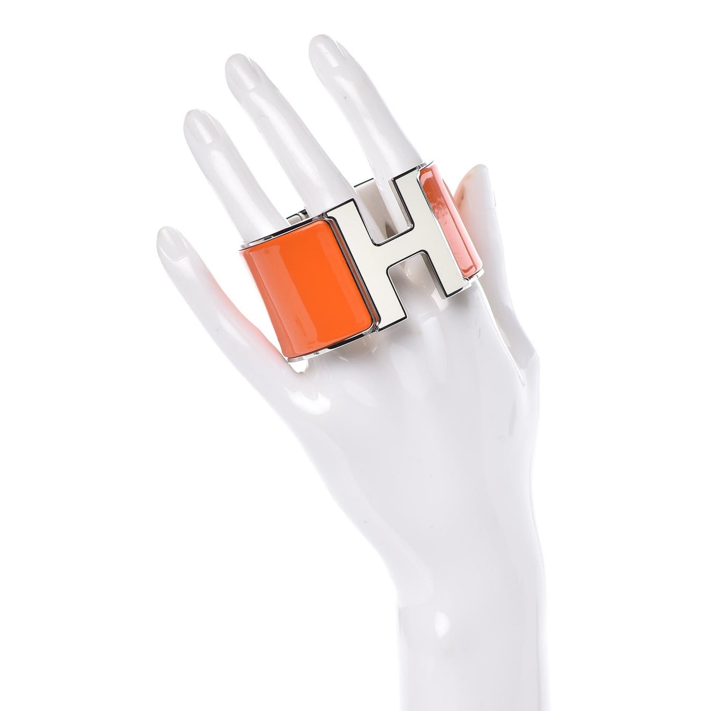 Enamel Extra Wide Clic Clac H Bracelet PM Orange White