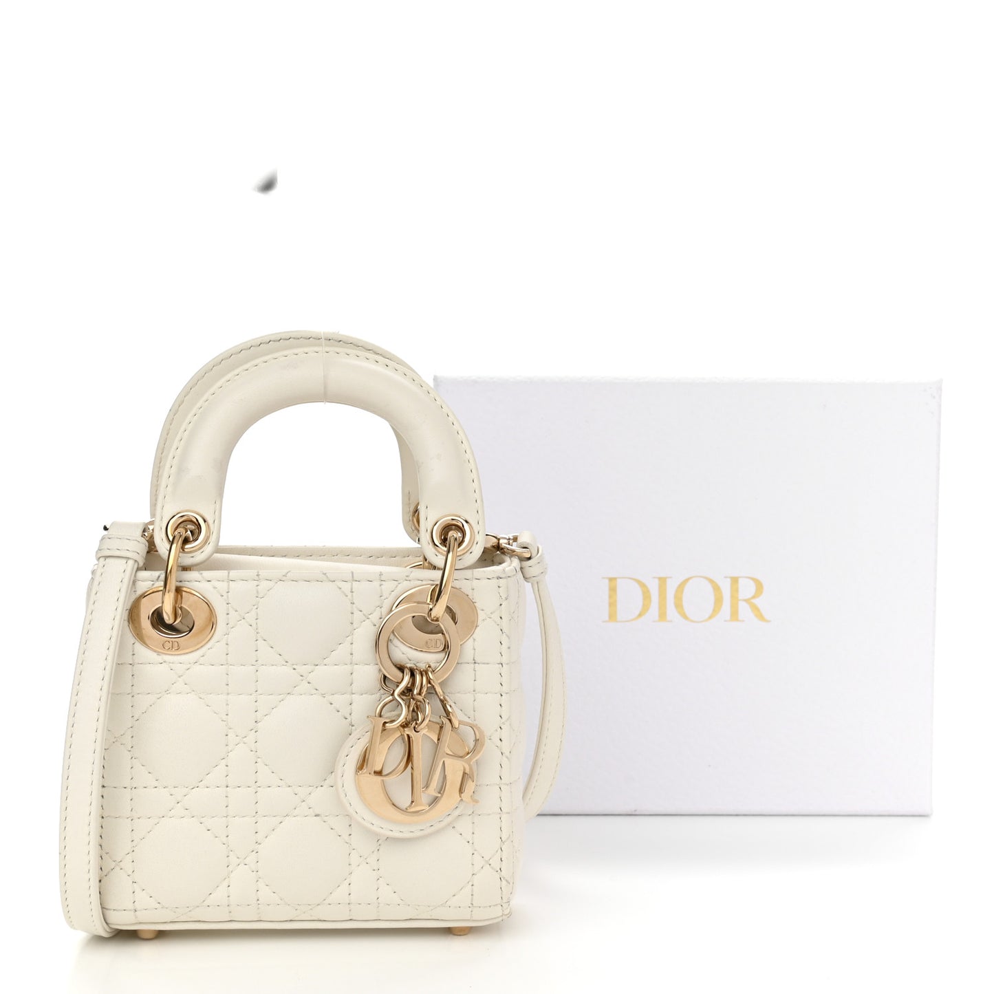 Lambskin Cannage Micro Lady Dior White