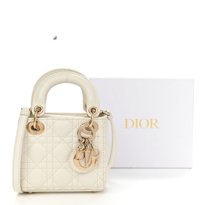 Christian Dior Lambskin Cannage Micro Lady Dior White 12 of 12