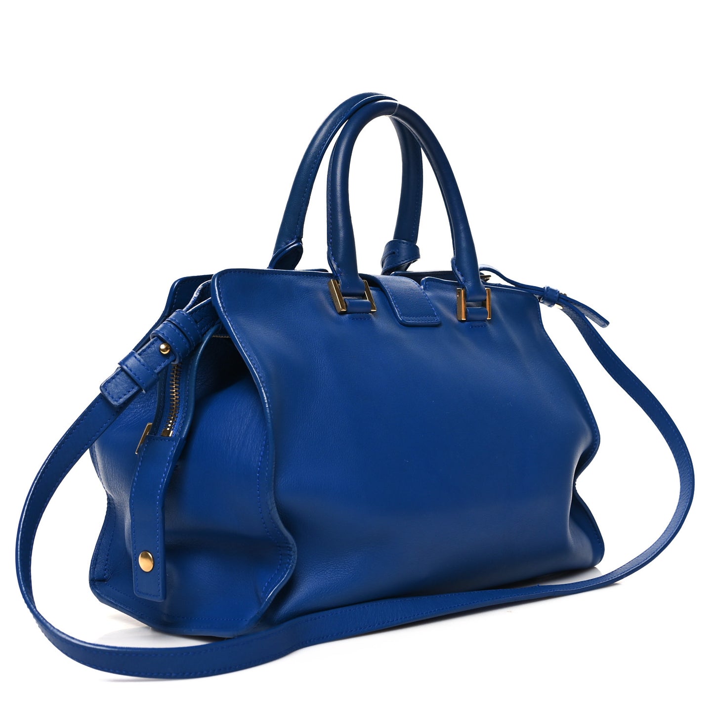 SAINT LAURENT Calfskin Small Classic Y Cabas Royal Blue