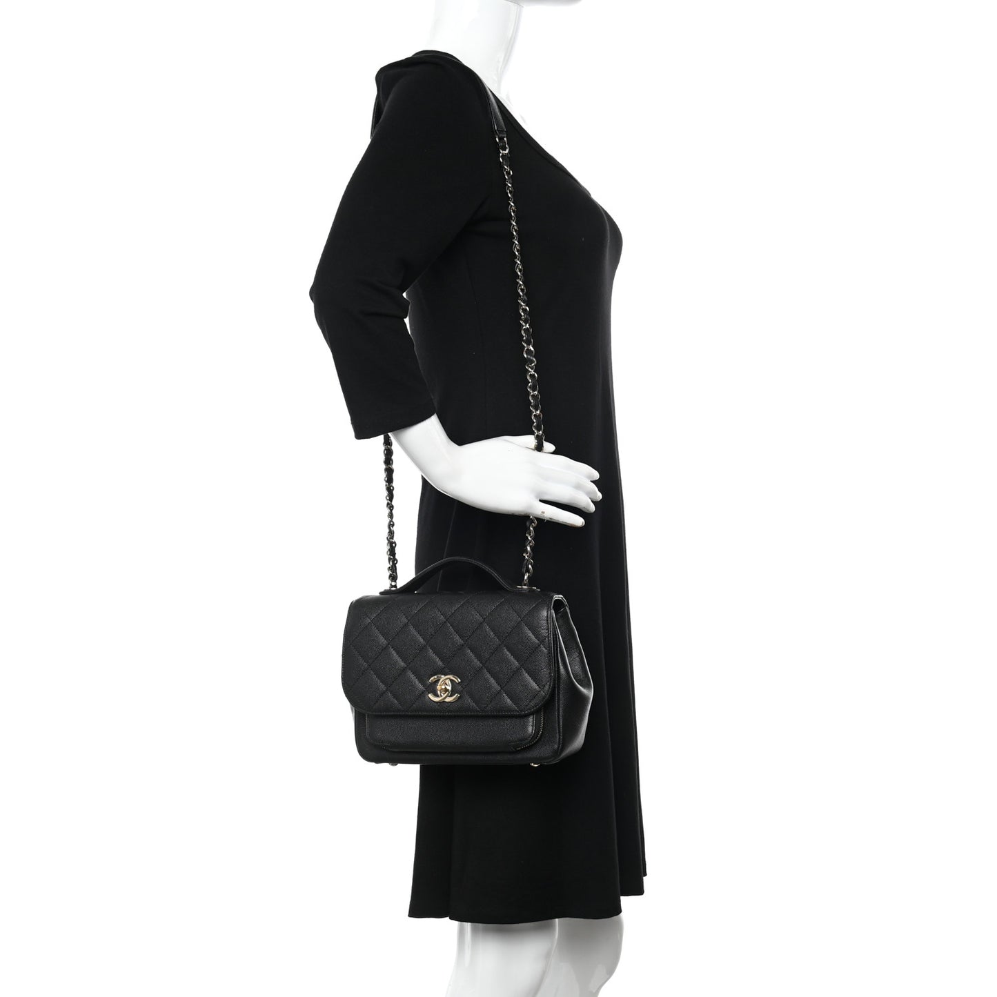 Caviar Quilted Medium Business Affinity Flap Black