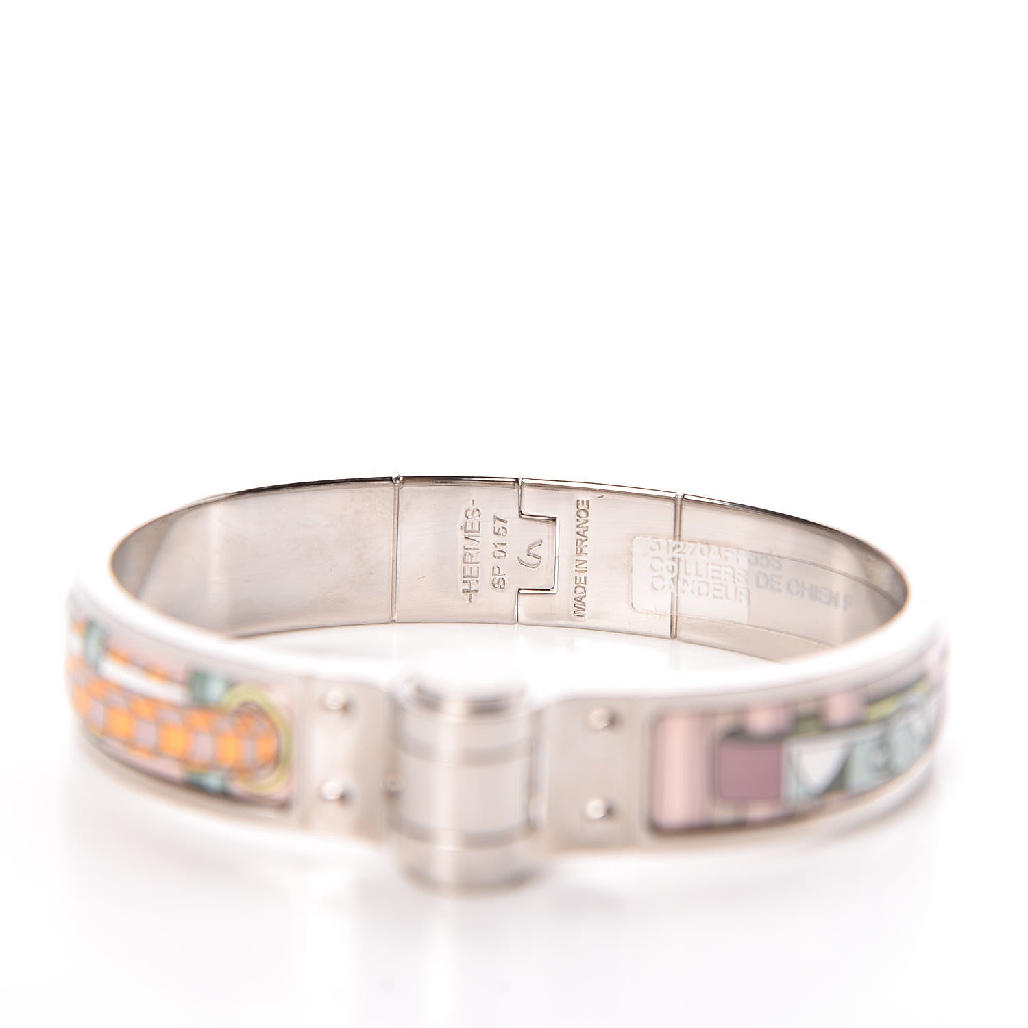Hermes Enamel Printed Narrow Colliers De Chiens Hinged Bracelet S Candeur 4 of 4