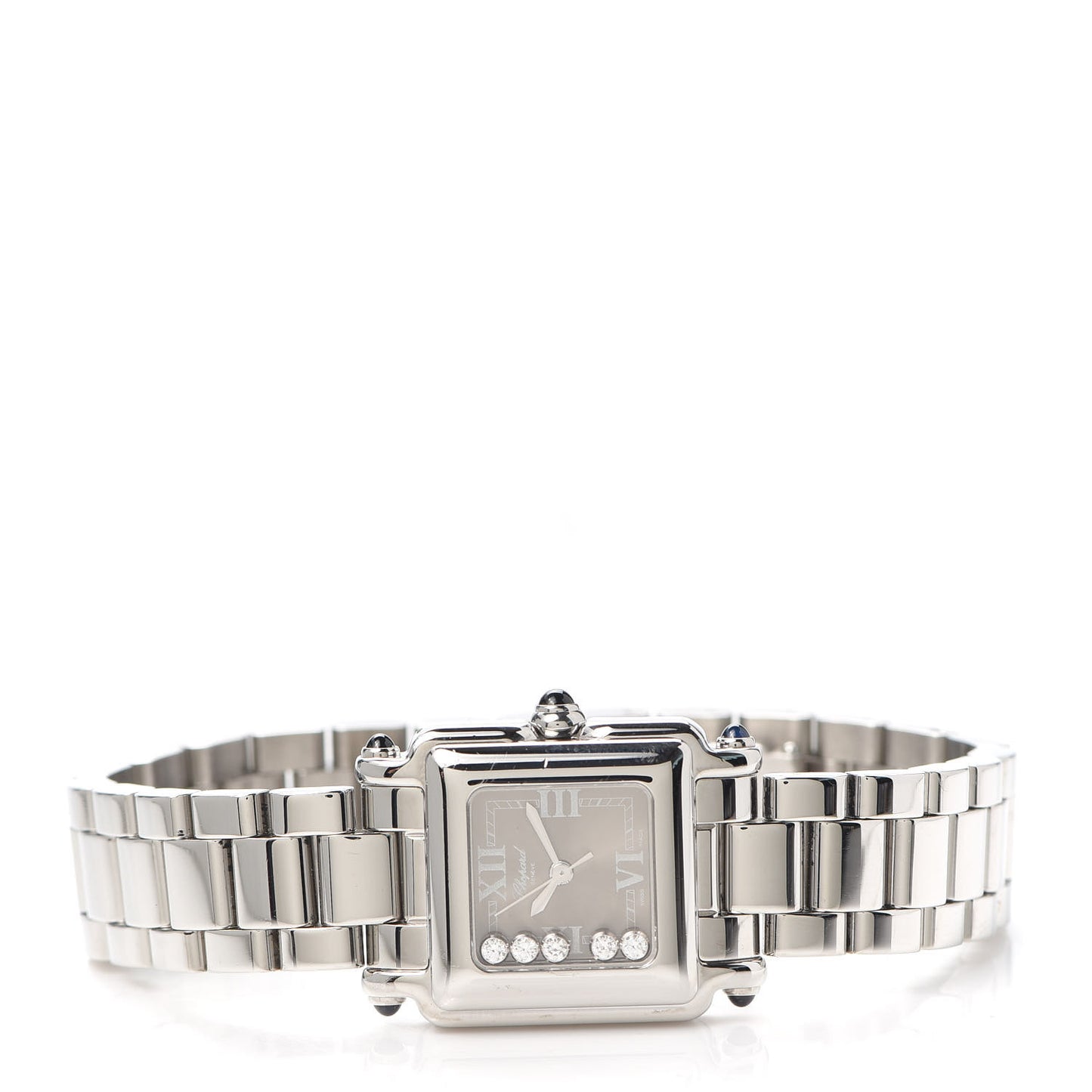 Stainless Steel 5 Diamond 23mm Happy Sport Quartz Watch Brown