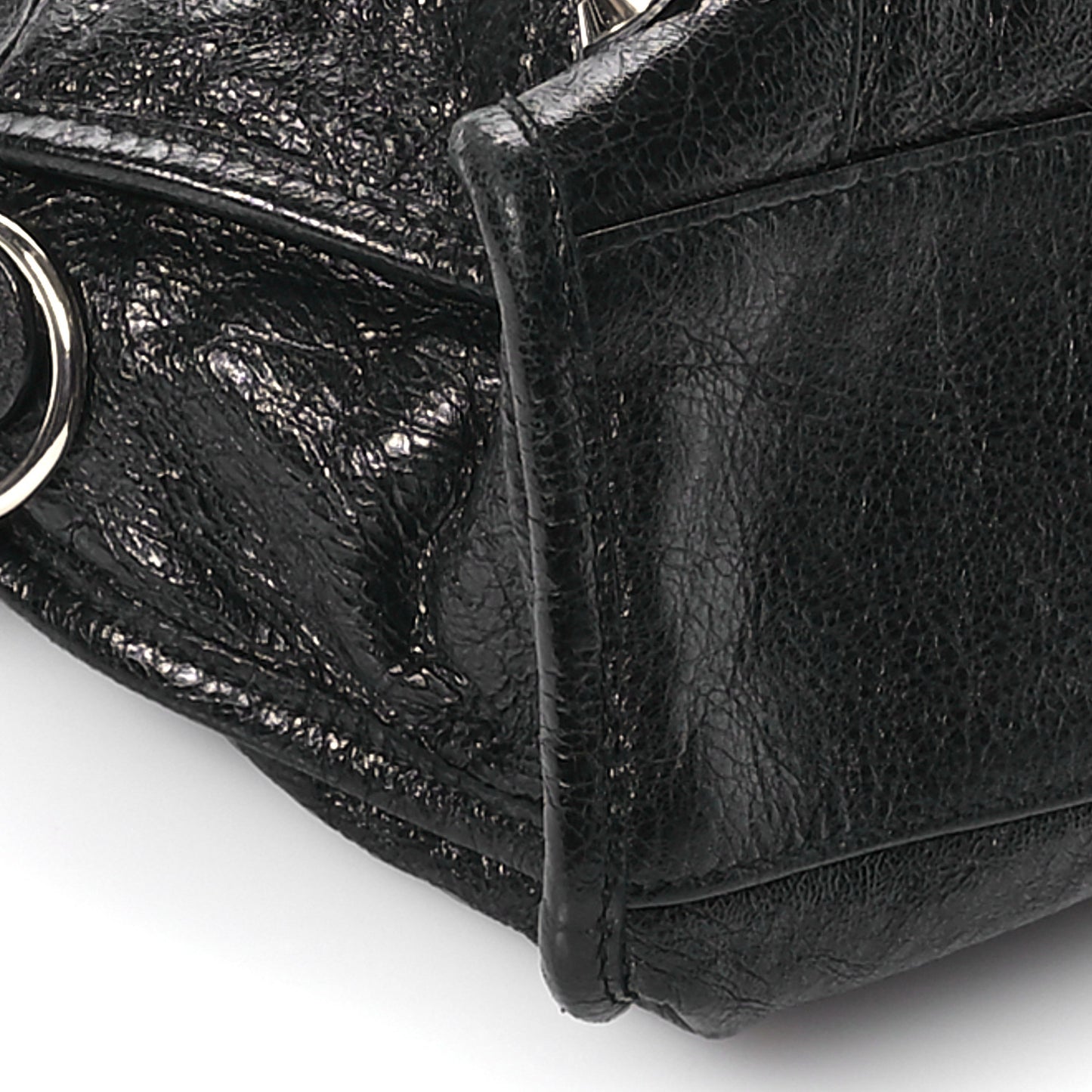 Agneau Classic Hardware S City Logo Strap Black White