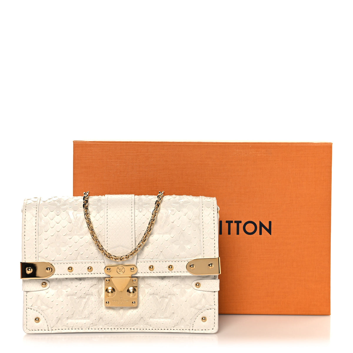 Louis Vuitton Snakeskin Monogram Embossed Trunk Chain Wallet Blanc 11 of 11