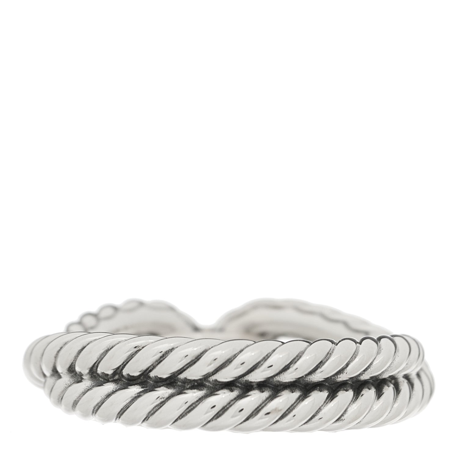 David Yurman Sterling Silver 18K Yellow Gold Cable Loop Ring 55 7.25 3 of 4
