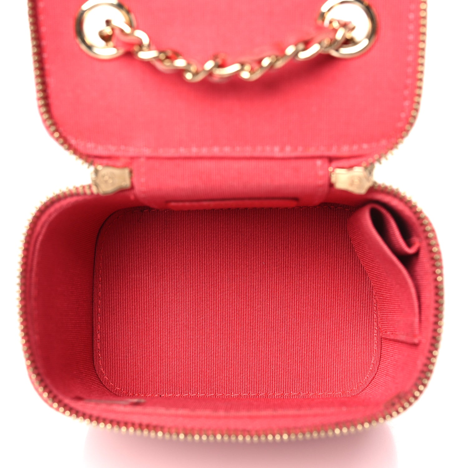 Chanel Caviar Quilted Mini Vanity Case With Chain Red 5 of 11