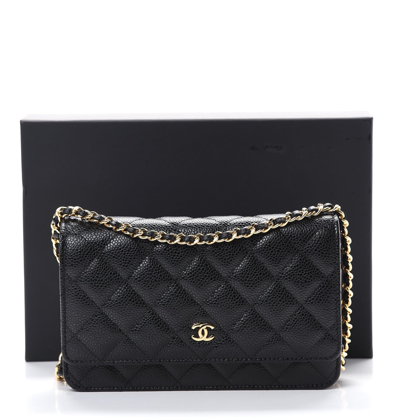 Caviar Quilted Wallet On Chain WOC Black