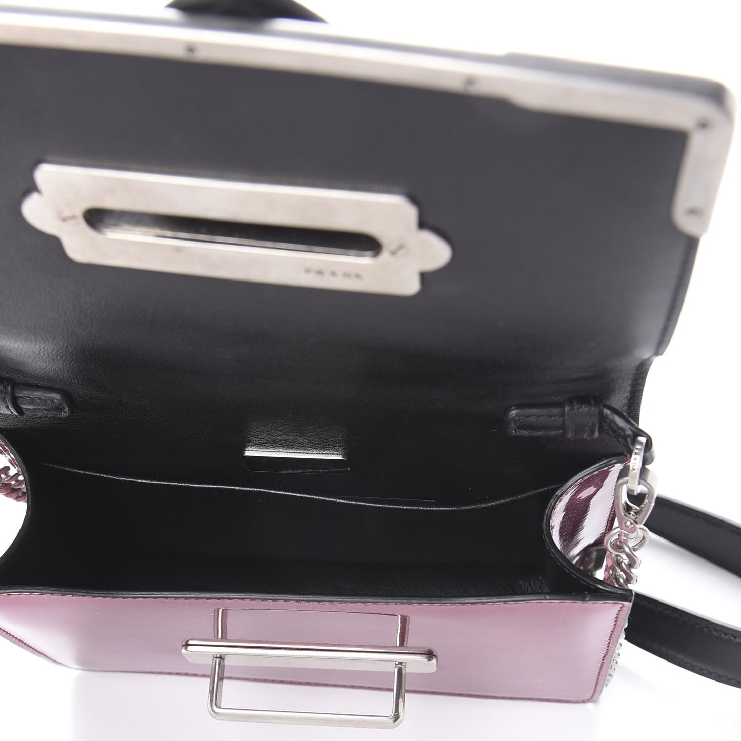 Metallic Vitello Saffiano Cahier Bag Ferro Black