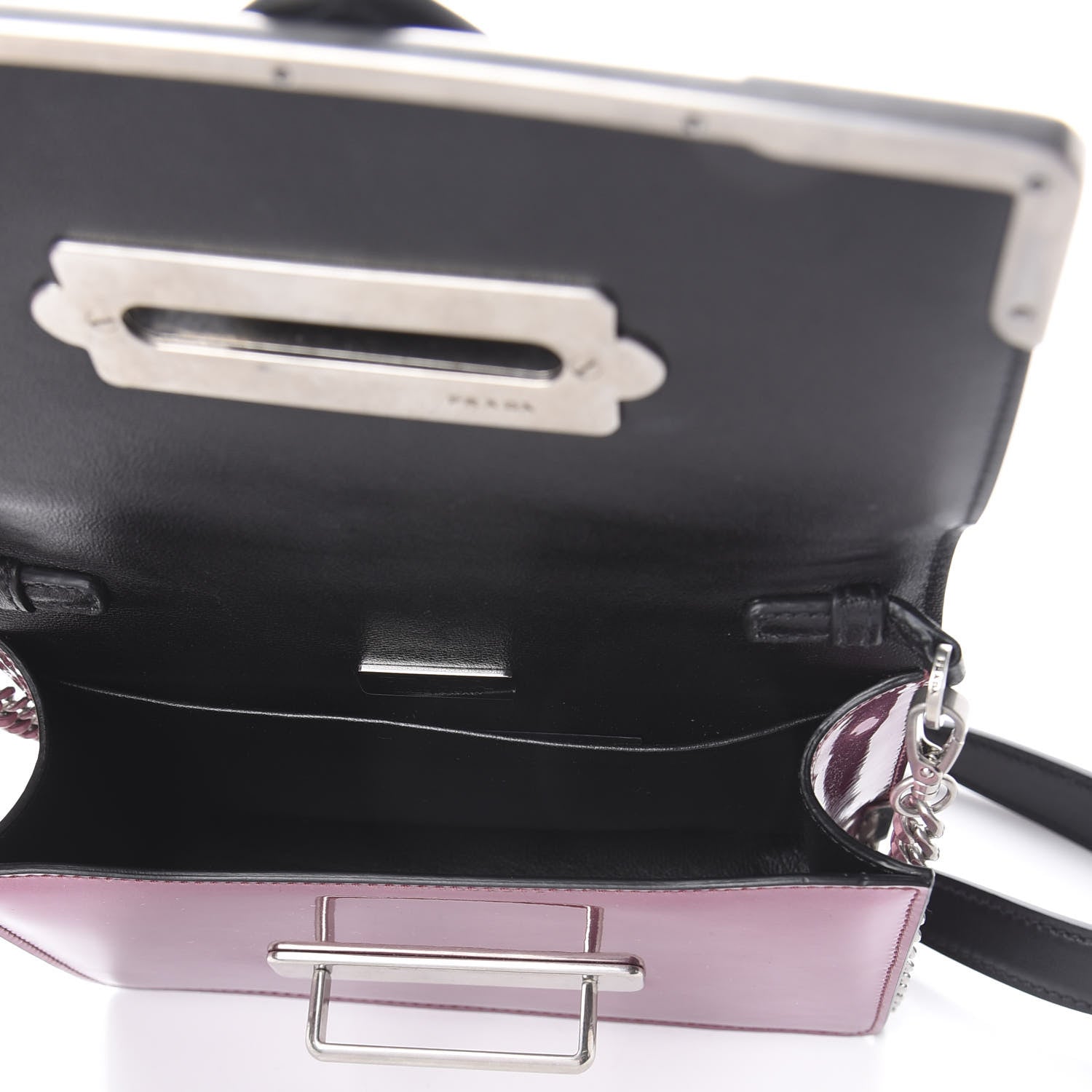 Prada Metallic Vitello Saffiano Cahier Bag Ferro Black 4 of 7